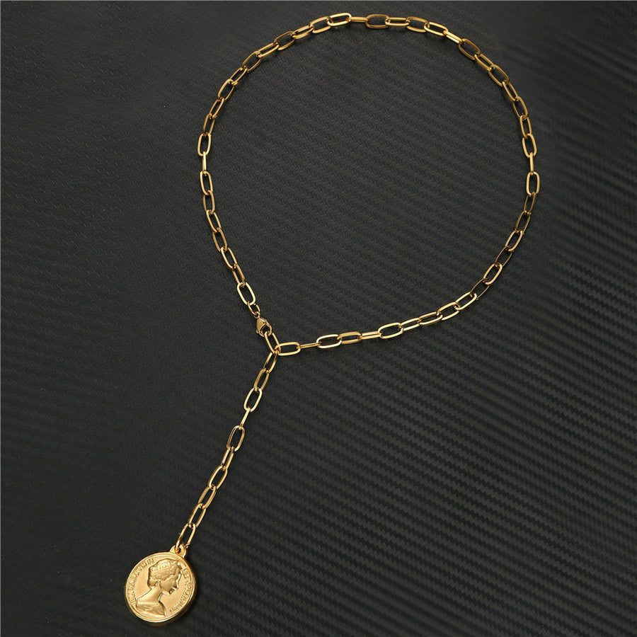 WT-N1231 WKT Amazing New Design Gold Electroplated Brass Linked Chain Y Shape Choker Necklace Women Charming Pendant Necklace