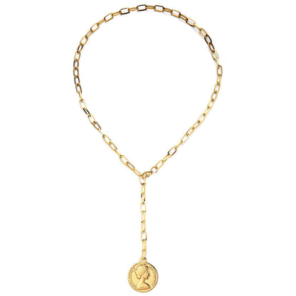 WT-N1231 WKT Amazing New Design Gold Electroplated Brass Linked Chain Y Shape Choker Necklace Women Charming Pendant Necklace
