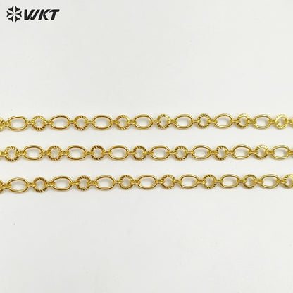 WT-BC259 Luxury Jewelry Accessories Link Chain with Big and Small Circles Yellow Brass Gold Plated for Ladies Necklace Making