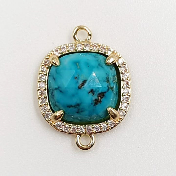 WT-C321 Fashion Design Colorful Stone & Aqua Marine Gemstone Connectors for Jewelry Findings Stone for Bracelet