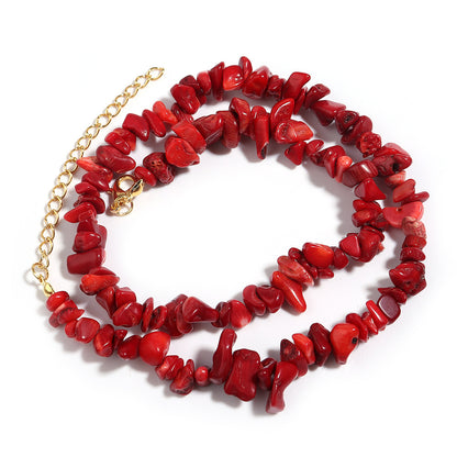 WT-N1438 45cm+5cm Extend Chain Long Gemstone Casual Long Statement Necklace Natural Chips Stone Necklace