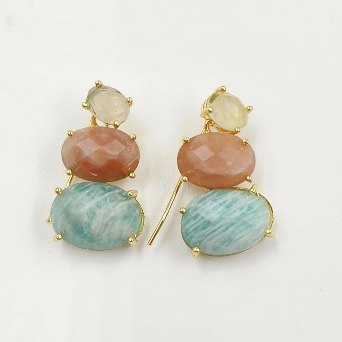 WT-E736 Amazing Colorful Elegant Natural Gemstone Long Charming in Drop Earrings Women Pendant Earrings