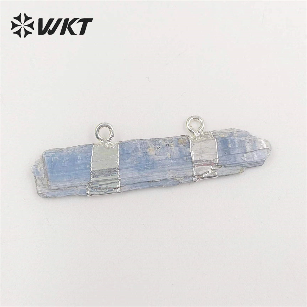 WT-P527 Rough Blue Kyanite Double Loops Bail Pendants, Fashion Gemstone Gold Dipped Natural Stone Pendants