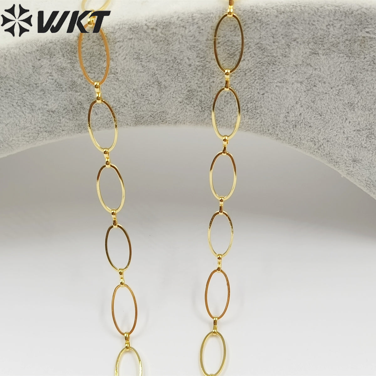 WT-BC193 Newest Fashion 18k Real Gold Plated Brass Chain Sell by Meters Oval Shape Handmade Yellow Brass Big Metal Chain