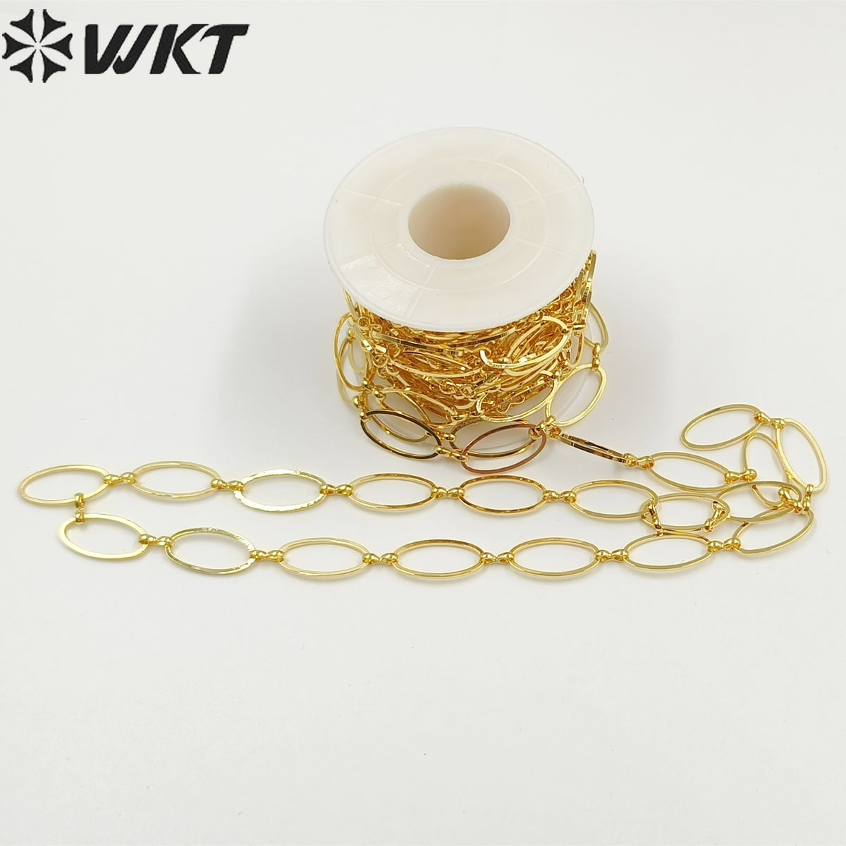 WT-BC193 Newest Fashion 18k Real Gold Plated Brass Chain Sell by Meters Oval Shape Handmade Yellow Brass Big Metal Chain
