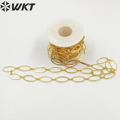 WT-BC193 Newest Fashion 18k Real Gold Plated Brass Chain Sell by Meters Oval Shape Handmade Yellow Brass Big Metal Chain