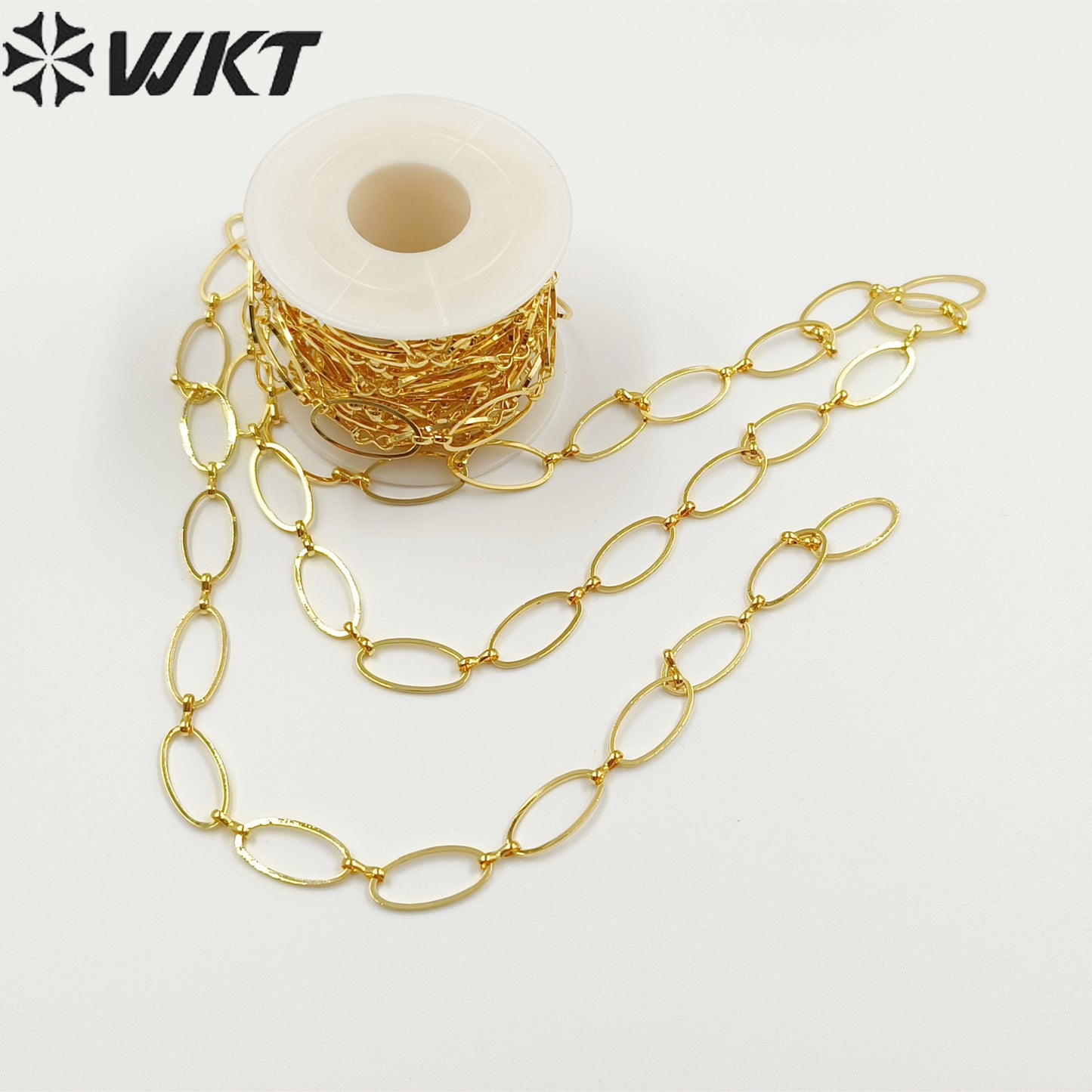 WT-BC193 Newest Fashion 18k Real Gold Plated Brass Chain Sell by Meters Oval Shape Handmade Yellow Brass Big Metal Chain