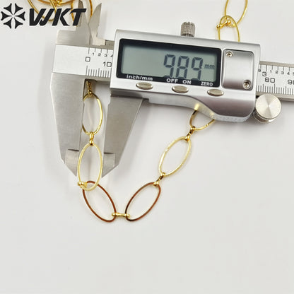 WT-BC193 Newest Fashion 18k Real Gold Plated Brass Chain Sell by Meters Oval Shape Handmade Yellow Brass Big Metal Chain