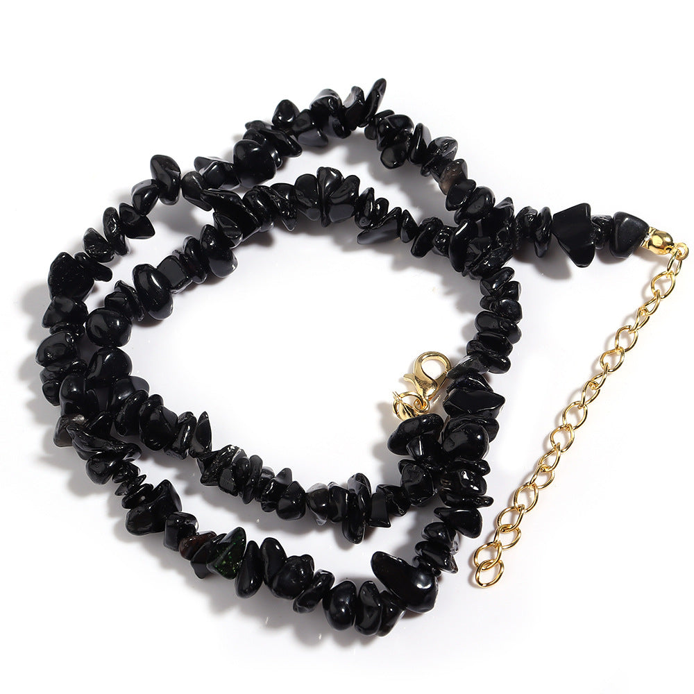 WT-N1438 45cm+5cm Extend Chain Long Gemstone Casual Long Statement Necklace Natural Chips Stone Necklace