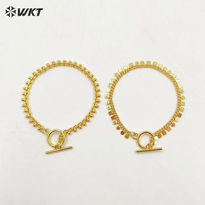 WT-JF353 High Quality New Delicate Natural Yellow Brass 18K Gold Plated Bracelet for Women As Birthday Gift Jewelry Finding