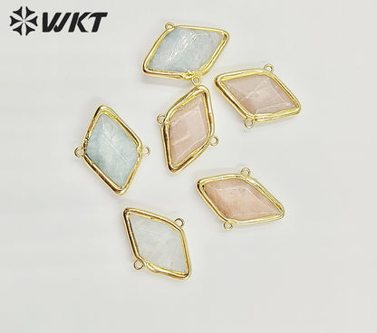WT-C316 WKSun Stone & Aqua Marine Gemstone Connectors for Jewelry Findings Amethyst Amazonite Stone for Bracelet