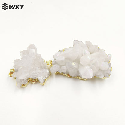 WT-P1917 New Precious Lovely Natural Aura Cluster Quartz White Crystal Colorful Amazonite Stone Pendants