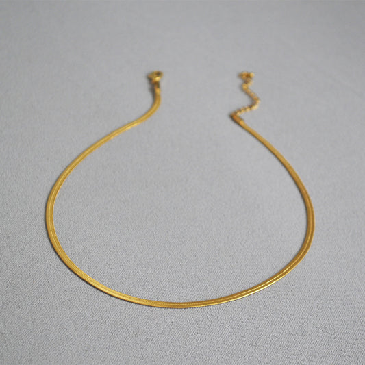 BFN011 Wholesales Fashion Gold Plated Thickness Flat Snake Chain Necklace Fashion Lady Round Brass Chain Choker Necklace