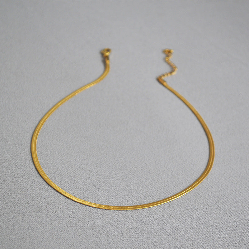 BFN011 Wholesales Fashion Gold Plated Thickness Flat Snake Chain Necklace Fashion Lady Round Brass Chain Choker Necklace