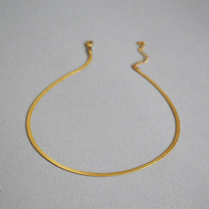 BFN011 Wholesales Fashion Gold Plated Thickness Flat Snake Chain Necklace Fashion Lady Round Brass Chain Choker Necklace