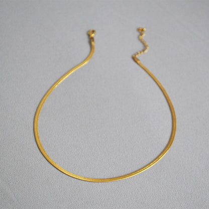 BFN011 Wholesales Fashion Gold Plated Thickness Flat Snake Chain Necklace Fashion Lady Round Brass Chain Choker Necklace