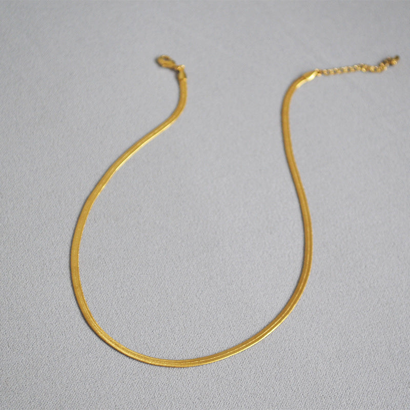 BFN011 Wholesales Fashion Gold Plated Thickness Flat Snake Chain Necklace Fashion Lady Round Brass Chain Choker Necklace
