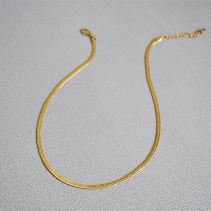 BFN011 Wholesales Fashion Gold Plated Thickness Flat Snake Chain Necklace Fashion Lady Round Brass Chain Choker Necklace