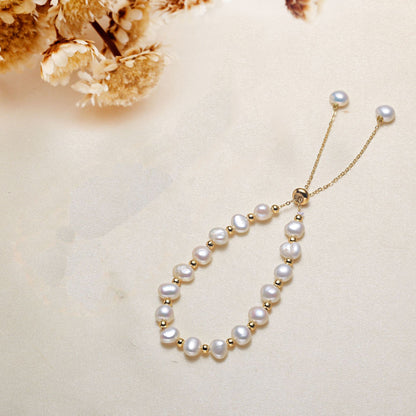MPB115 Wholesale Fashion Gorgeous Natural Rice Freshwater Pearl Bracelet Women Hand Strand Beads Adjustable Chain Bracelets