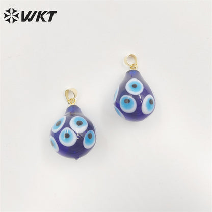WT-P1887 Wholesale Fashion Evil Eye Drop Pendant Gold Jewelry Accessory Teardrop Ceramic Turkey Eye Pendant for Earringm Making