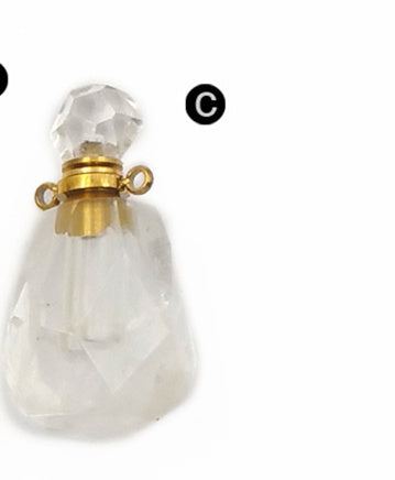 WT-P1487 Perfume Bottle Pendant Crystal Ornaments Crystal Smokey With Silver Electroplated Double Hoops Connector Cute Gift