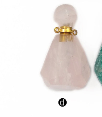 WT-P1487 Perfume Bottle Pendant Crystal Ornaments Crystal Smokey With Silver Electroplated Double Hoops Connector Cute Gift