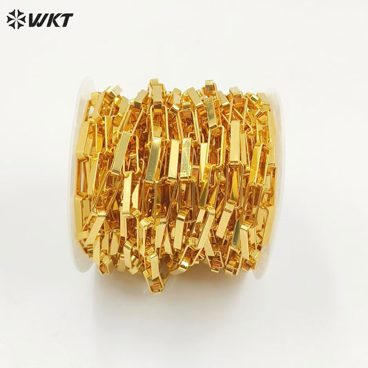 WT-BC221 Big Wide Hand Made Brass With 18k Real Gold Plated Resist Tarnishable Link Chain for Women Jewelry Design