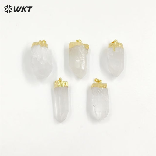 WT-P968 Exclusive Crystal Point Pendant Wholesale,Natural Crystal Point Pendant Crystal Stone with Gold Electroplated