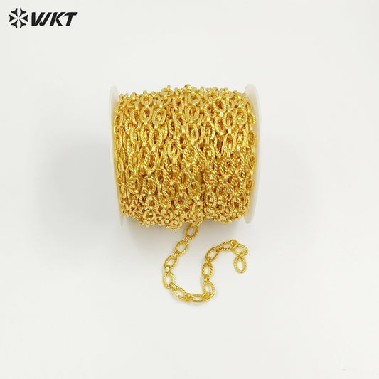 WT-BC260 Newest Fashion Simple Oval Shape Metal Yellow Brass Chain Resist Tarnishable Gold Plated For Necklace Bracelet Design