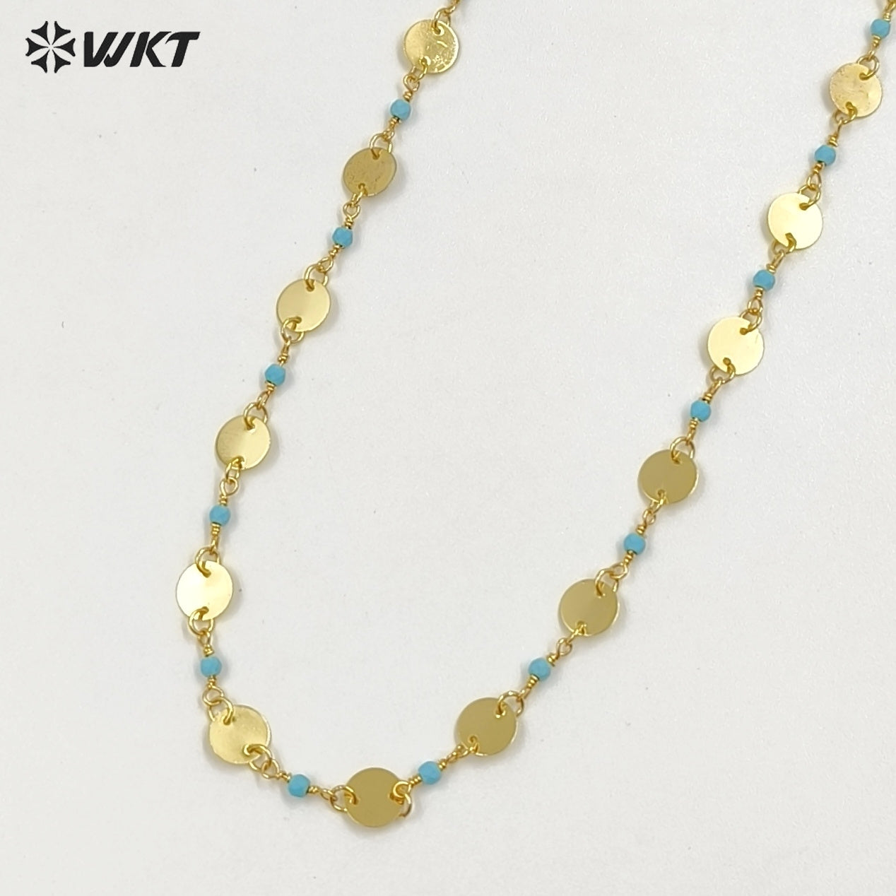 WT-N1536 Delicate Trendy 18K Gold Plated Natural Stone Beads Thin Chain Necklaces For Women Simple Elegant Wearing Jewelry