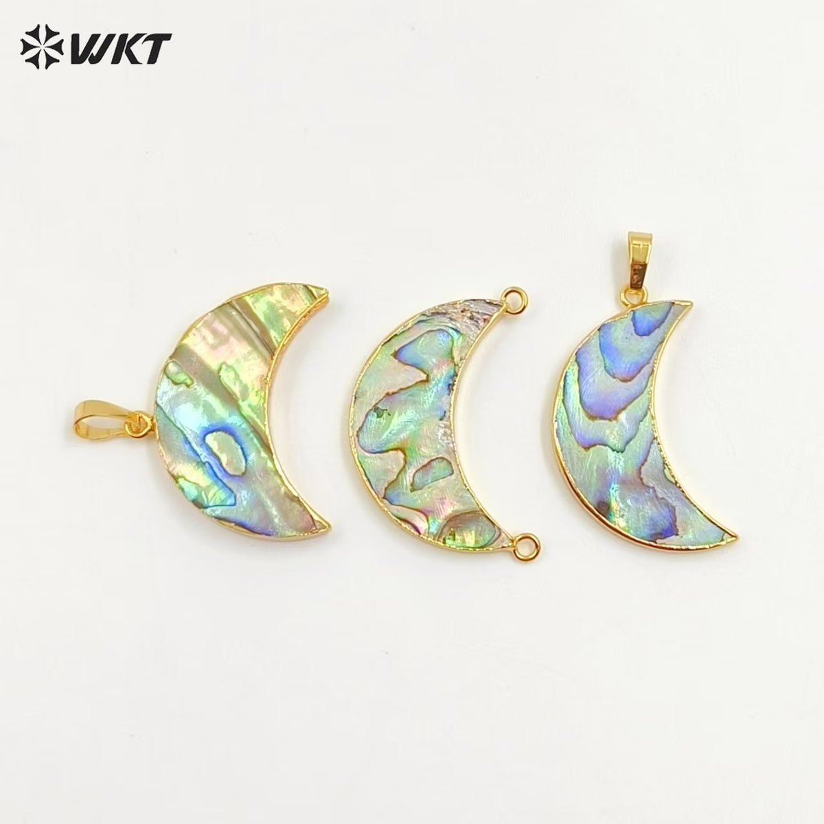 WT-JP304 European and American Style 18k Golg Plated Abalone Crescent Pendant for Bracelet Necklace Natural Shell Pendant