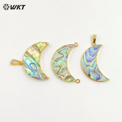 WT-JP304 European and American Style 18k Golg Plated Abalone Crescent Pendant for Bracelet Necklace Natural Shell Pendant
