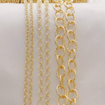 WT-BC212 FashionCopper Wrapped Gold ColorGold Wrapped Color Preserving Fried Dough Twists Large O Round Chain Necklace