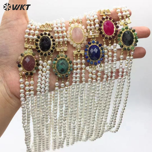 WT-JN280 Elegant Style Beautiful Design Artificial Pearl and Shell and Gemstone Muti Color Lady Necklace Jewelry Fashion