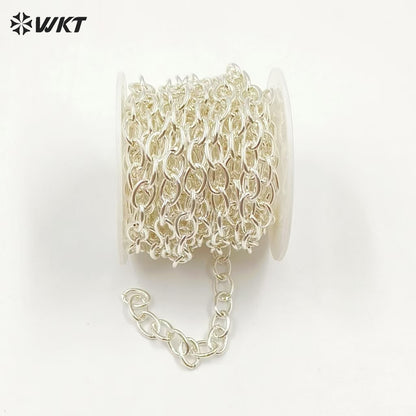 WT-BC154 New Popular Factory Directly Sales Jewelry Findings Brass Chain Women Fashion Real Gold Plated Oval Link Combined Chain