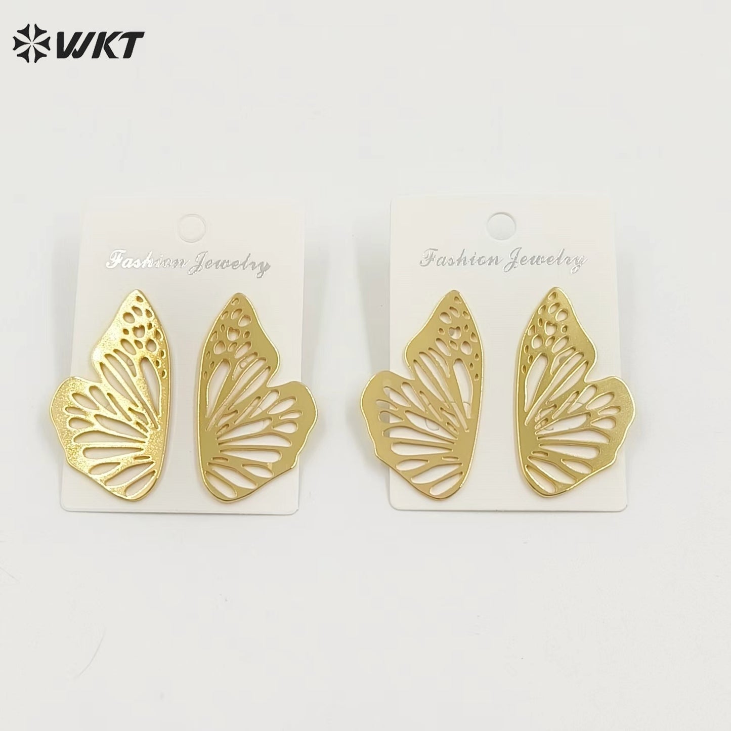 WT-JFE114 New Brass Metal 18K Real Gold Plated Butterfly Earrings in Elegant Style for Women Wearing