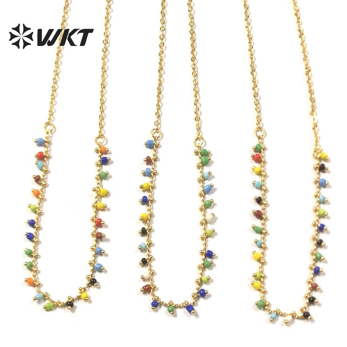 WT-N1359 WKT Newest Colorful Beaded Choker Resin Beads Necklaces Women Bohemia 2022 Fashion Jewelry Charm Necklace Female Gift