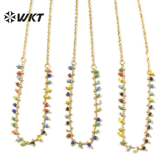 WT-N1359 WKT Newest Colorful Beaded Choker Resin Beads Necklaces Women Bohemia 2022 Fashion Jewelry Charm Necklace Female Gift