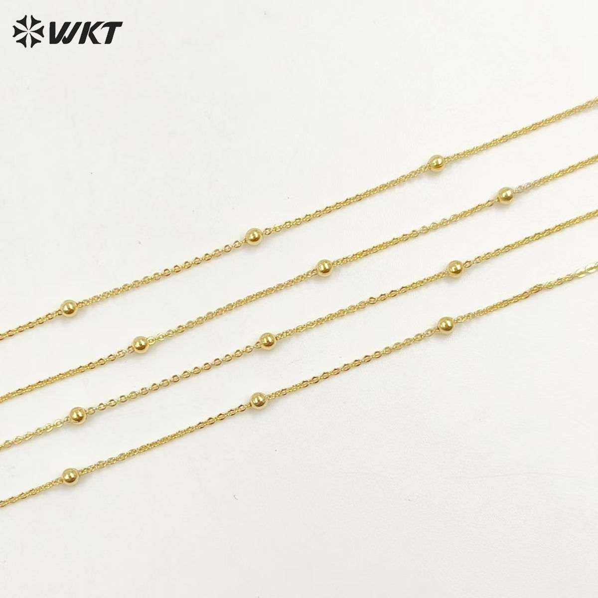 WT-N1058 New Coming Fashion Real Gold Plating Chain Necklace Beads Brass Necklace Chain