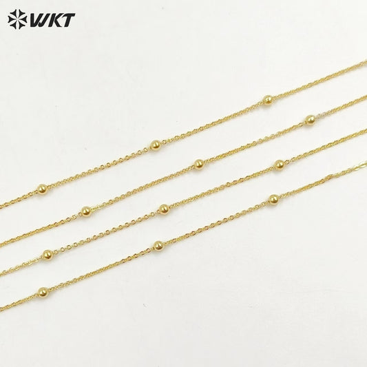 WT-N1058 New Coming Fashion Real Gold Plating Chain Necklace Beads Brass Necklace Chain