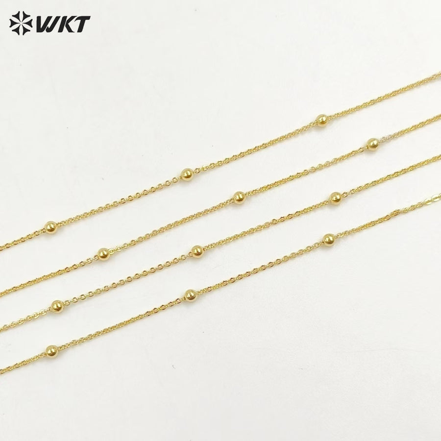 WT-N1058 New Coming Fashion Real Gold Plating Chain Necklace Beads Brass Necklace Chain