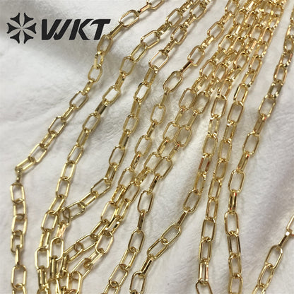 WT-BC178 WKT Women Men Gold Cuban Link Chain For Necklace Bracelet Gold Plated Brass Chain