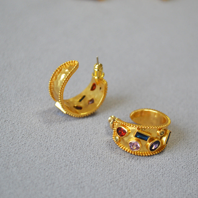 WT-E732 Amazing Fashion Design Punk Colorful for Man and Women 18k Gold Birthday Cubic Zircon Earrings