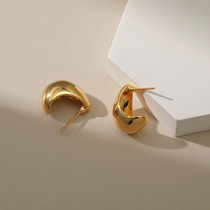 WT-JFE84 WKT Elegant Ox Horn 18k Gold Plated Minimalist Peas Earring Hoops Fashion Gemstone Studs Findings Earring