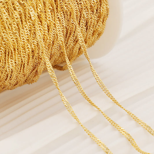 WT-BC197 Copper Plated 18K Gold Yellow Water Wave Chain Color Preservation Twist Pattern Chain Extra Dense Machine Pressed Chain