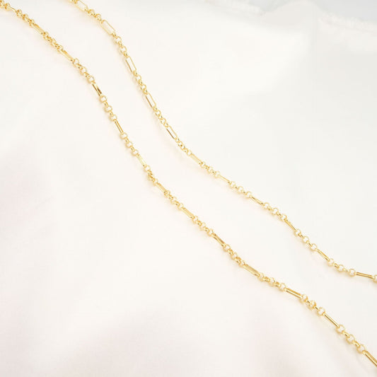 WT-BC215 Fashion 18K Color Retaining Engraved Pearl Clip Chain With Copper Plated Genuine Gold Batch Pattern Oval 8-shaped