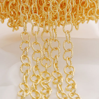 WT-BC212 FashionCopper Wrapped Gold ColorGold Wrapped Color Preserving Fried Dough Twists Large O Round Chain Necklace