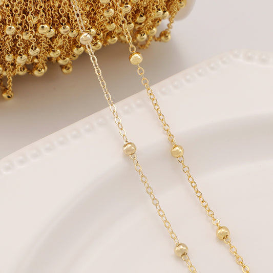 WT-BC216 Fashion18K Color Retaining Engraved Pearl Clip Chain With Copper Plated Genuine Gold Batch Pattern Oval 8-shaped