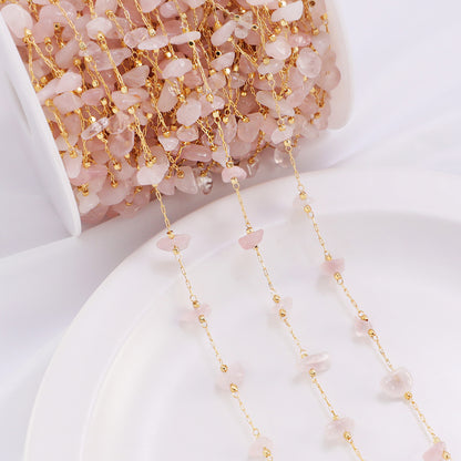 WT-RBC227 Wholesale New Arrival Exquisite Colorful Brass Chain Gold Plated Stone Sell by Meter Handmade Metal Chain