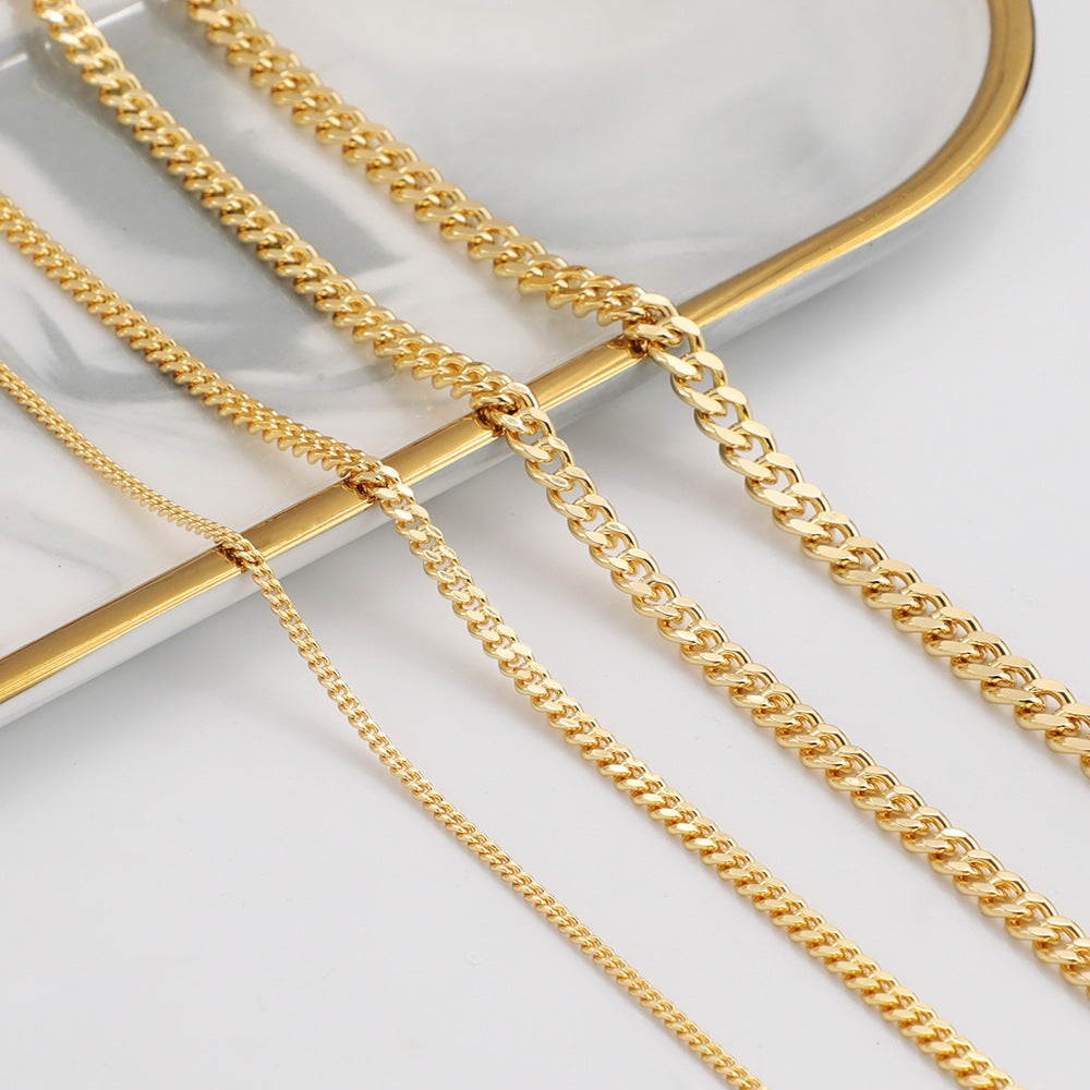 WT-BC202 European and American Hip-hop 18K Cod Chain Color Preserving Flat With Real Gold Various Sizes of Cut Thick Chain